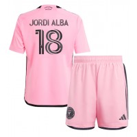 Camisa de Futebol Inter Miami Jordi Alba #18 Equipamento Principal Infantil 2024-25 Manga Curta (+ Calças curtas)